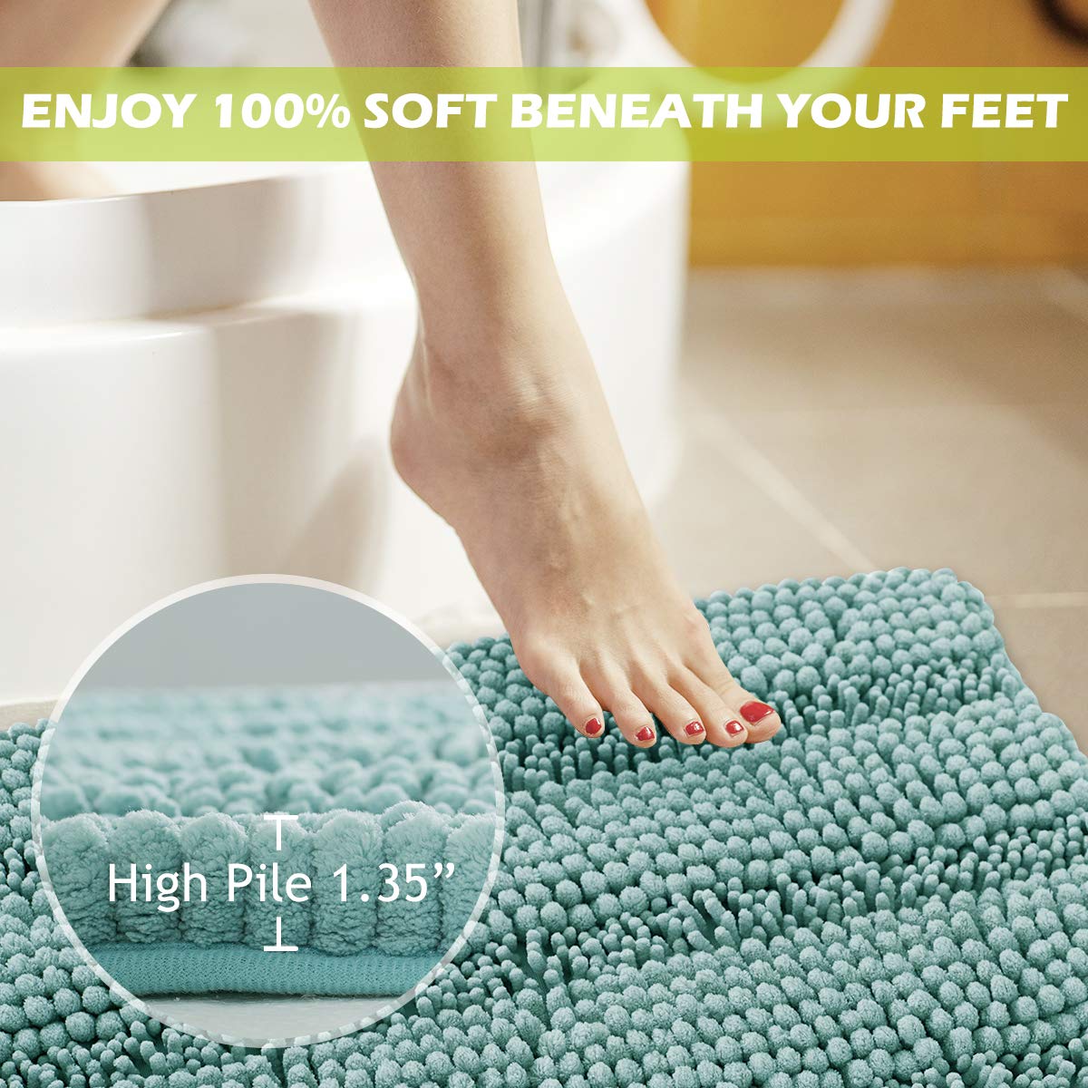 Bath Mat For Bathroom Soft Bathroom Rugs Non-Slip Soft Cozy Shaggy Durable Thick Chenille Bath Rugs Floor Cover Water Absorbent